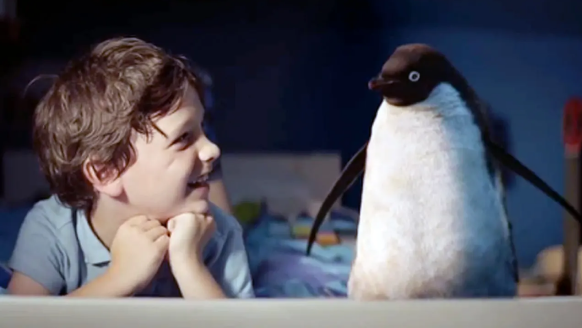 Still from John Lewis Christmas advert Monty the Penguin 2014