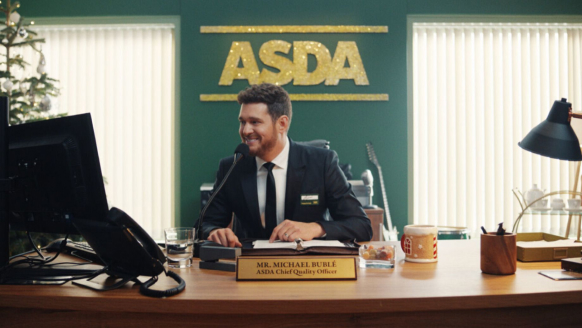 Still of Michael Bublé from Asda Christmas Advert 2023