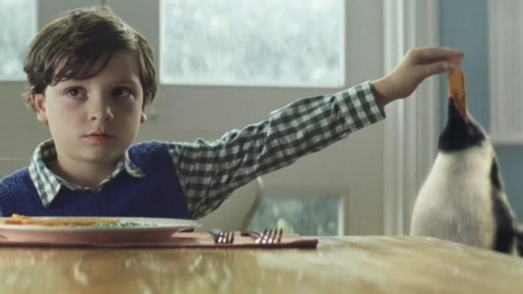 Still from John Lewis Christmas advert 2014 Monty the Penguin